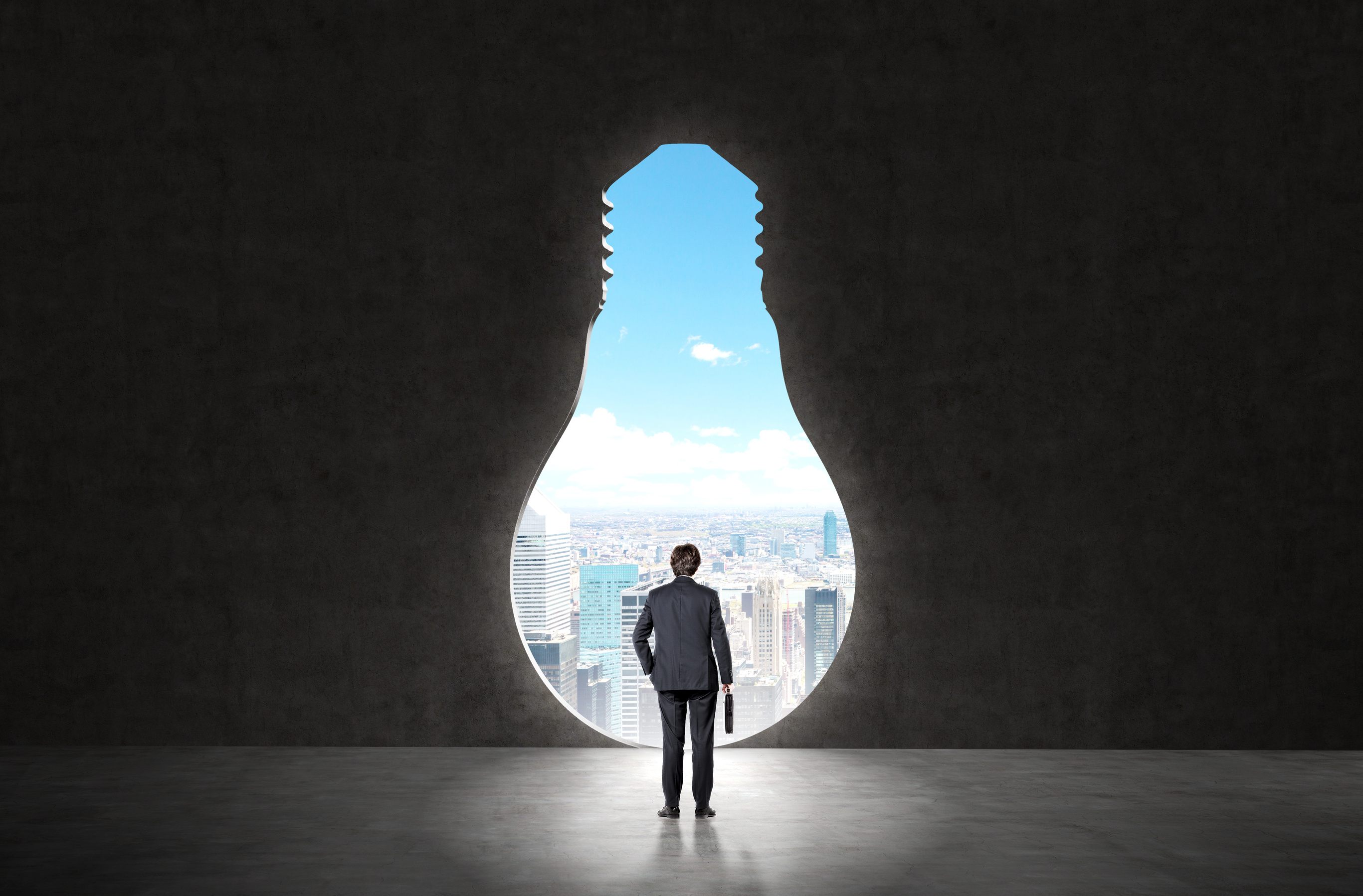 Man looking into the future